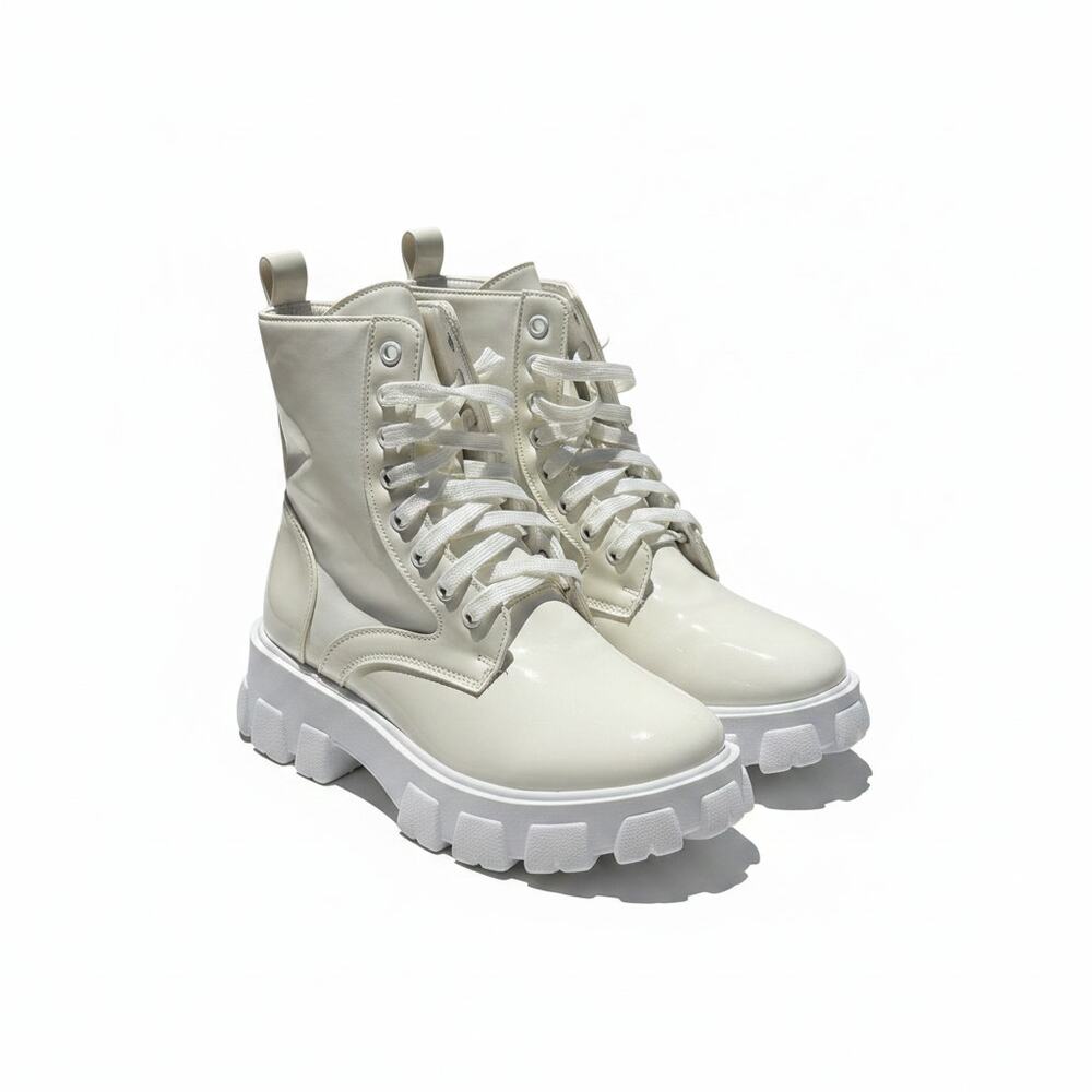 Women 8" Mid Calf Chunky Combat Platform Boots Size 7.5 - Preowned